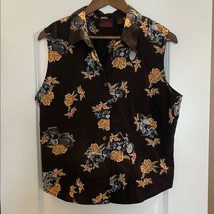 Easyriders Women Button Motorcycle Floral Hawaiian Sleeveless XL